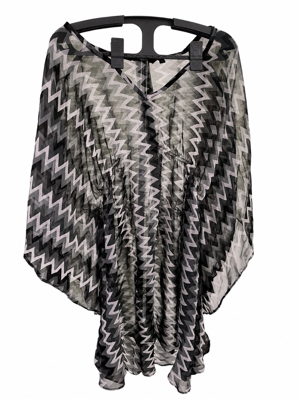Women’s Swim Sheer Zigzag Cover-Up - Black & Gray